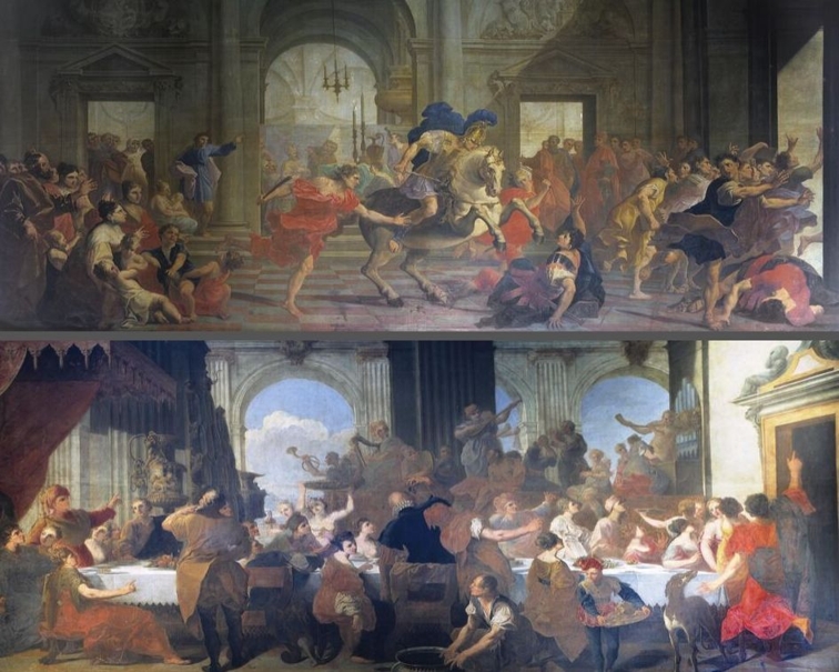 Expulsion of Heliodorus and Banquet of Baldassarre - Giuseppe Tortelli